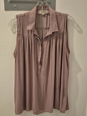 LOFT Sleeveless Gathered Popover Tunic - Mauve